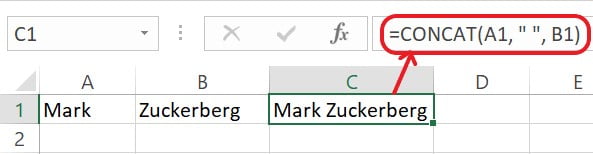 Excel CONCAT Function Example