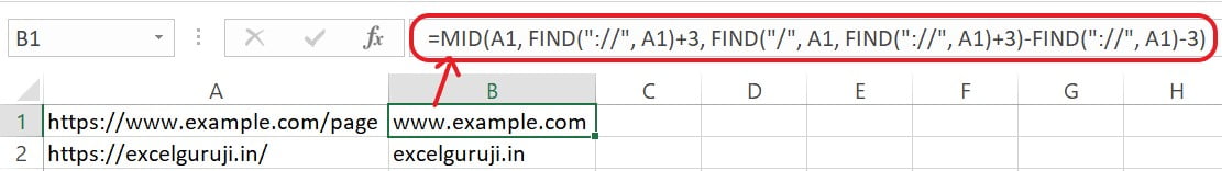 Excel FIND Function Example 2