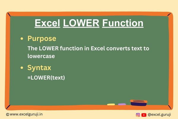 Excel LOWER Function