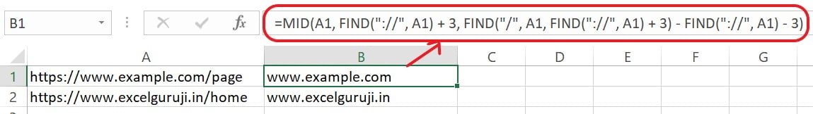 Excel MID Function Example 3