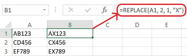 Excel Replace Function Example - 2