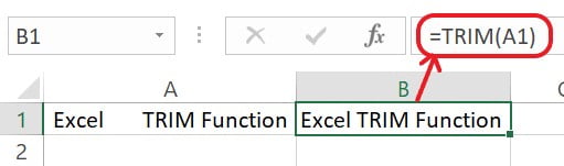 Excel TRIM Function Example 1