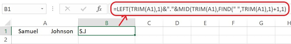 Excel TRIM Function Example 2