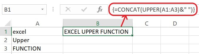 Excel UPPER Function Example 2 1