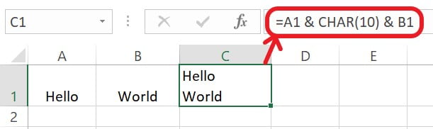 Excel CHAR Function Example 2