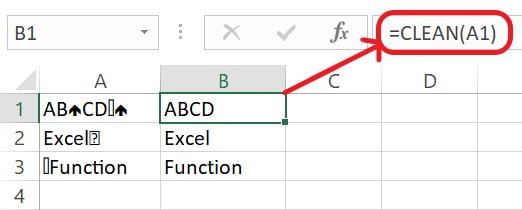 Excel CLEAN Function Example 1