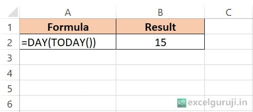 Excel DAY Function Example 2