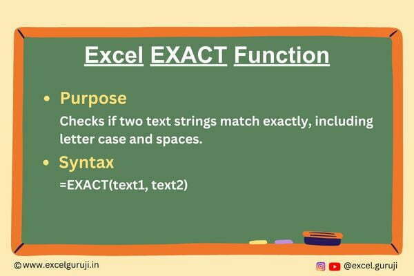 Excel EXACT Function