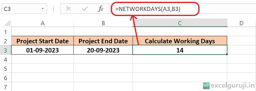 Excel-NETWORKDAYS-Function-Example