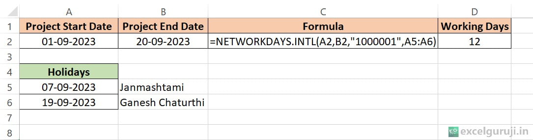 Excel-NETWORKDAYS.INTL-Function-Example