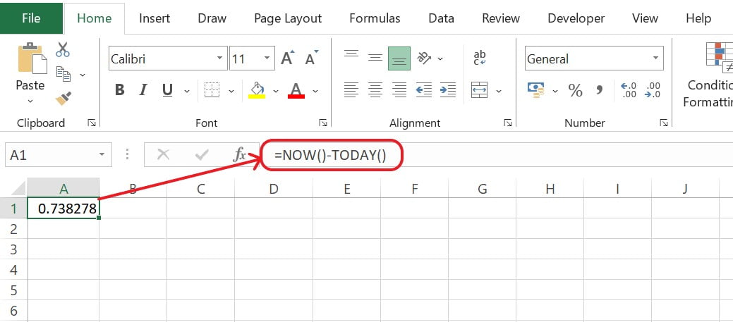 Excel-NOW-Function-Example