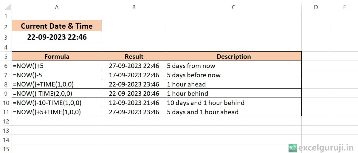 Excel-NOW-Function-Example