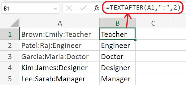 Excel TEXTAFTER Function Example 3