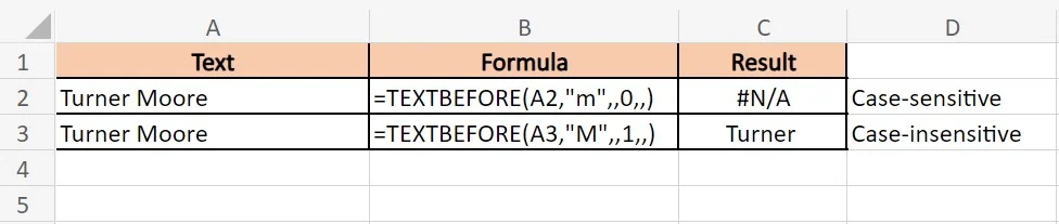Excel TEXTBEFORE Function Example 5