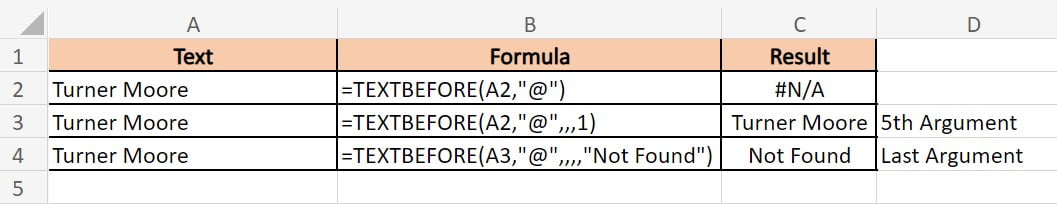 Excel TEXTBEFORE Function Example 7