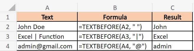 Excel TEXTBEFORE Function