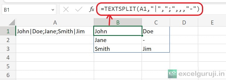 Excel TEXTSPLIT Function Example 10