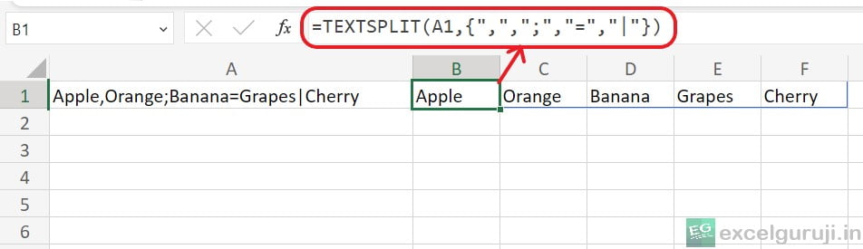 Excel TEXTSPLIT Function Example 4