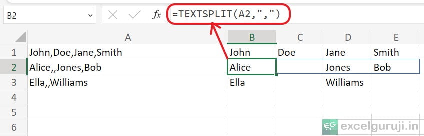 Excel TEXTSPLIT Function Example 5 1