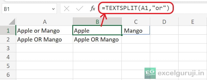 Excel TEXTSPLIT Function Example 7