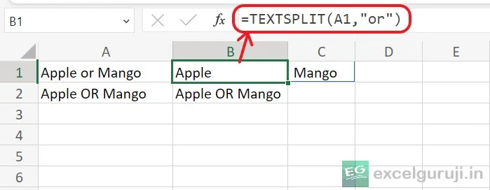 Excel TEXTSPLIT Function Example 7