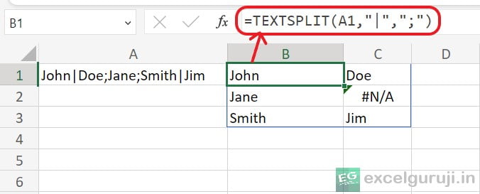 Excel TEXTSPLIT Function Example 9