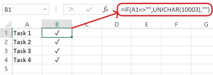 Excel UNICHAR Function Example 2