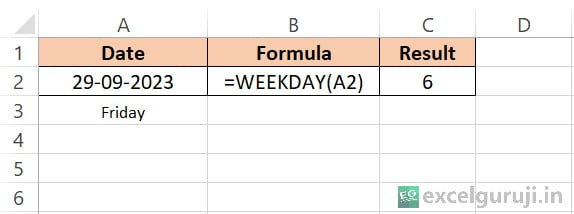 Excel WEEKDAY Function