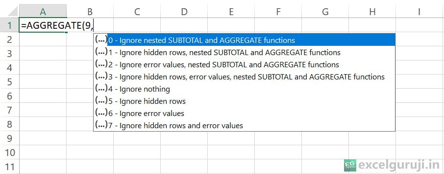 Excel-AGGREGATE-Function-Argument-2