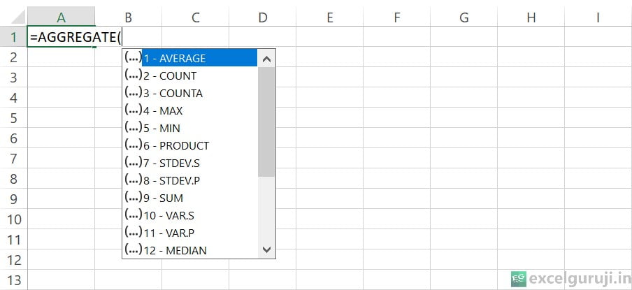 Excel-AGGREGATE-Function-Argument