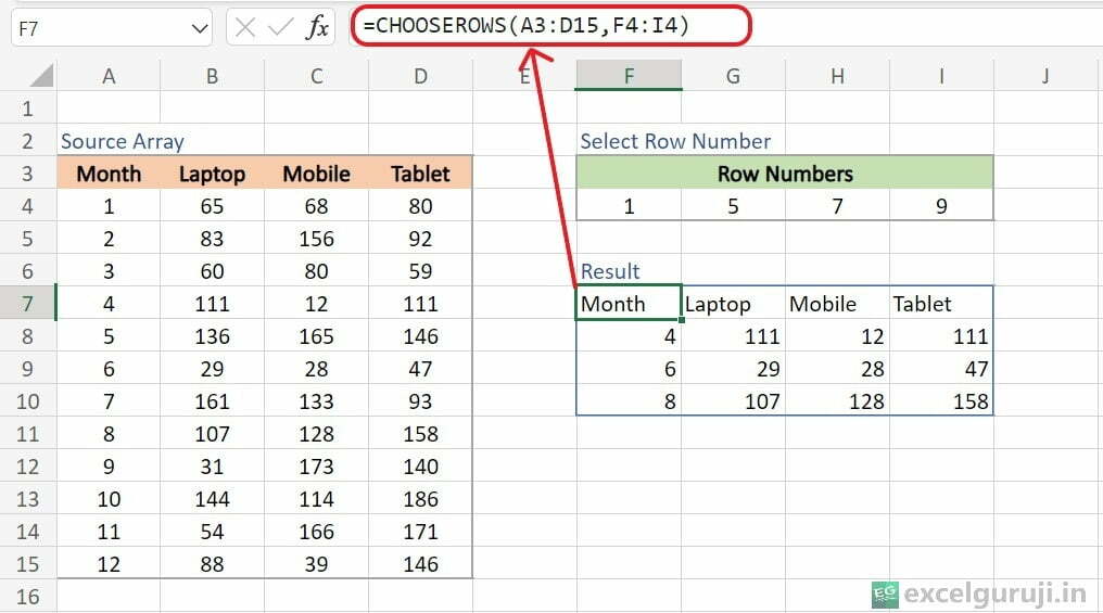 Excel-CHOOSEROWS-Function-Example-12