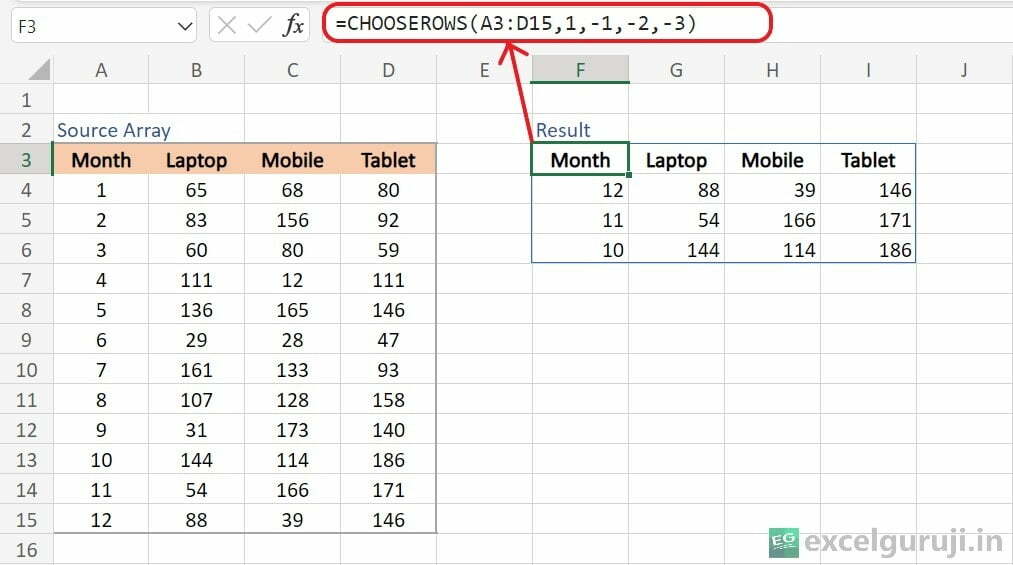 Excel-CHOOSEROWS-Function-Example-13