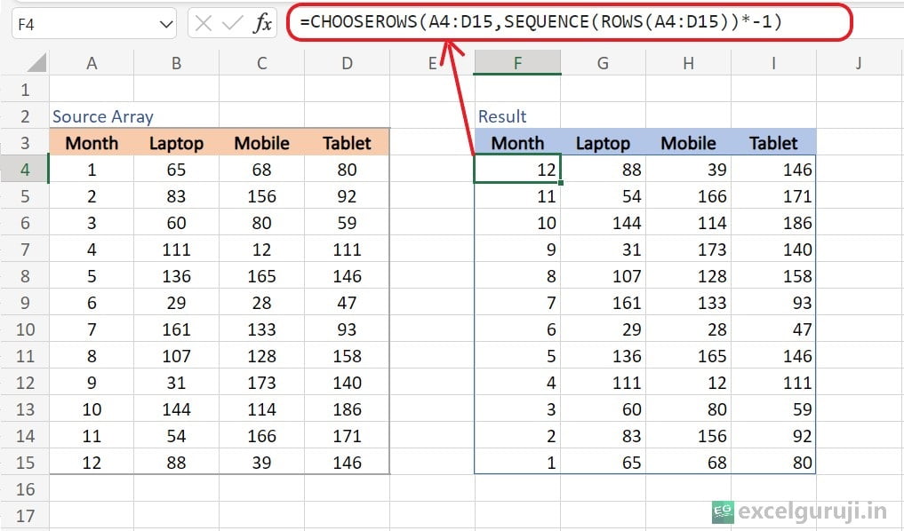 Excel-CHOOSEROWS-Function-Example-14