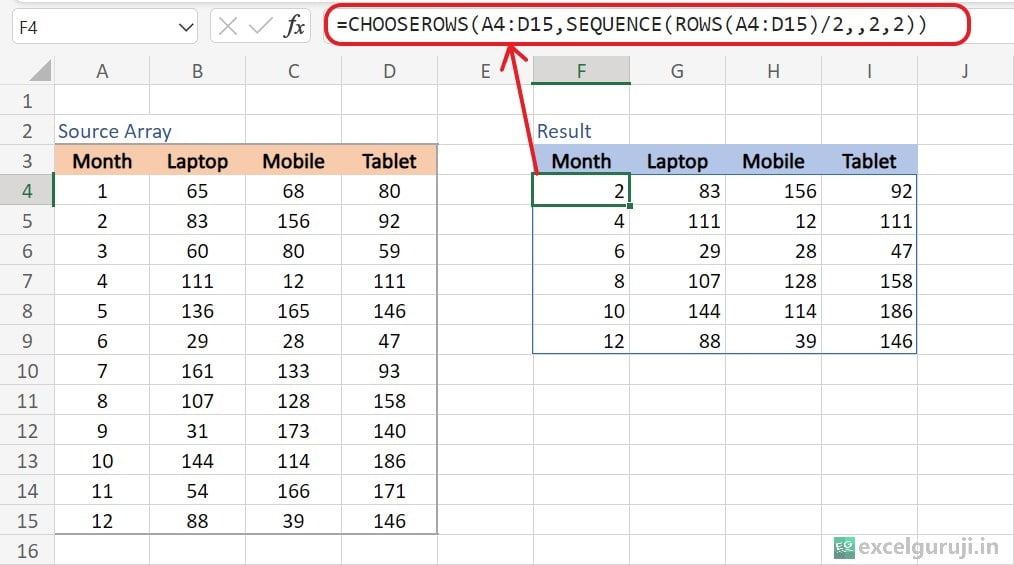 Excel-CHOOSEROWS-Function-Example-15