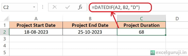 Excel-DATEDIF-Function-Example-2