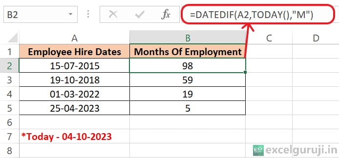 Excel-DATEDIF-Function-Example-3