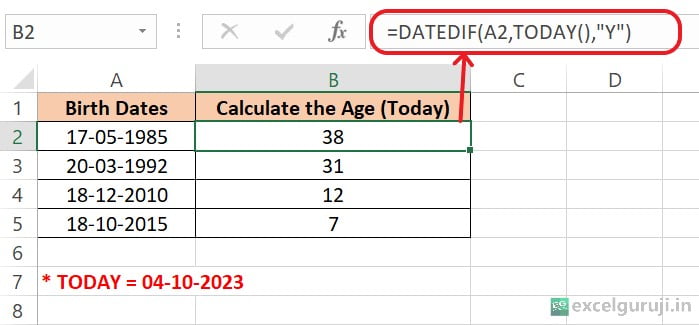 Excel-DATEDIF-Function-Example