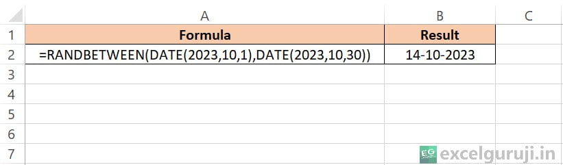 Excel RANDBETWEEN Function Example 3