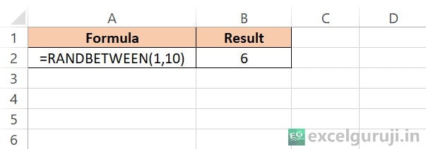 Excel RANDBETWEEN Function