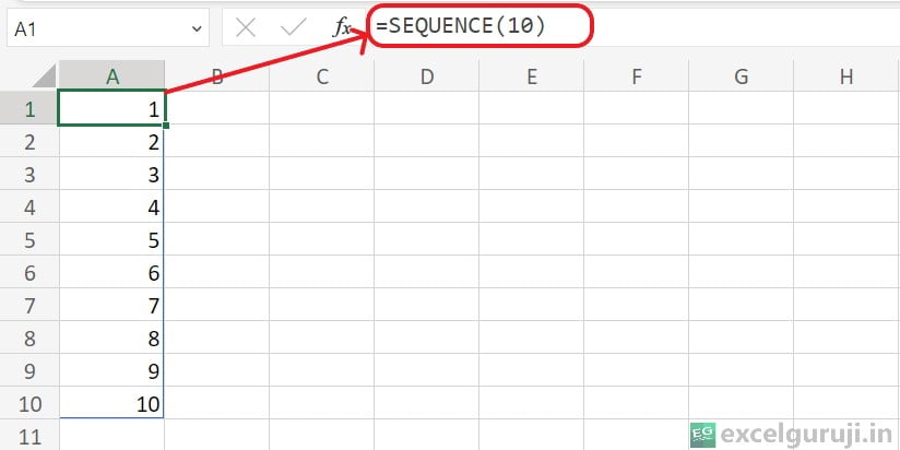 Excel-SEQUENCE-Function-Example-1