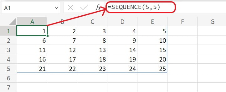 Excel-SEQUENCE-Function-Example-2