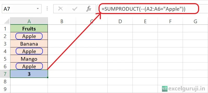 Excel SUMPRODUCT Function Example 3