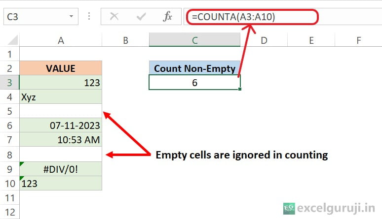 Excel-COUNTA-Function-Example