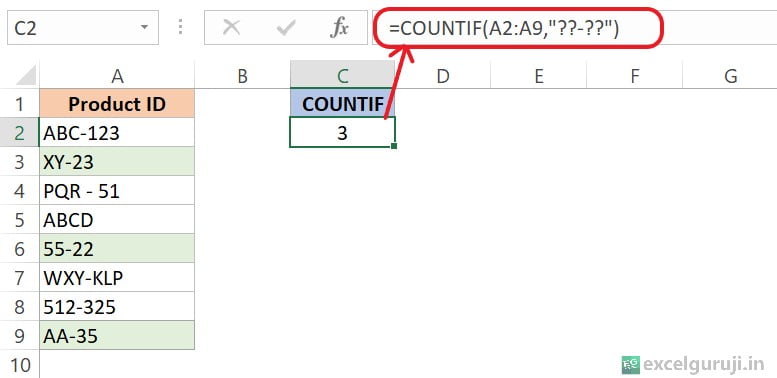 Excel COUNTIF Function Example 5