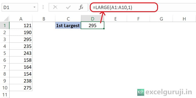 Excel-LARGE-Function-Example-1