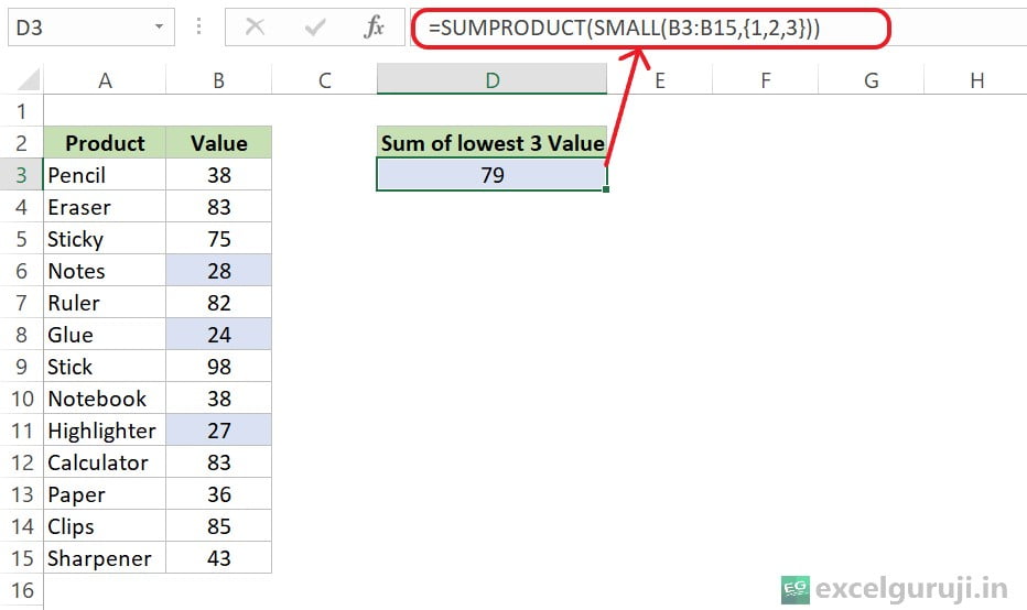 Excel-SMALL-Function-Example-3