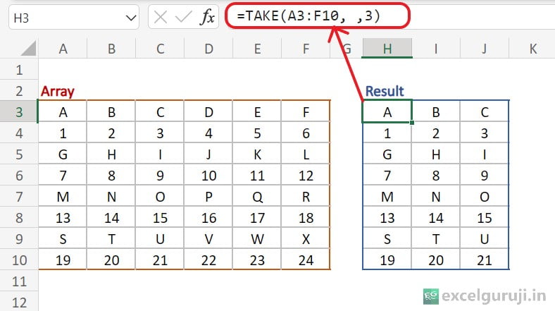 Excel-TAKE-Function-Example-2-1