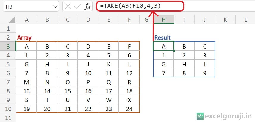 Excel-TAKE-Function-Example-3