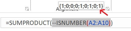 Excel ISNUMBER Function Example 5