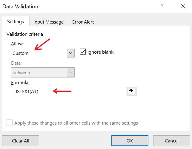 Excel ISTEXT Function Example 7